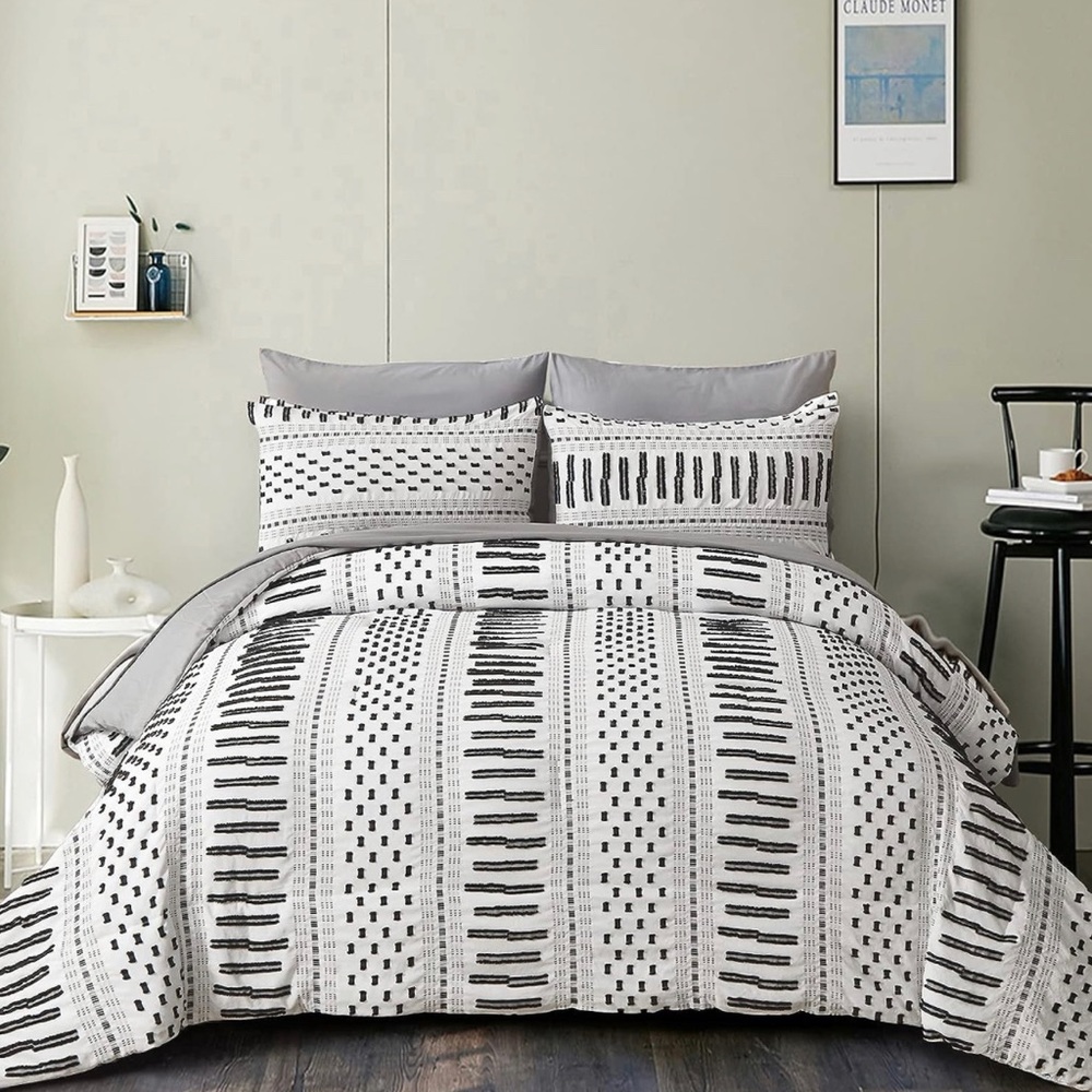 Boho Duvet Set King 3 Piece Black & White Duvet, 2 Pillowcases 104''x90''